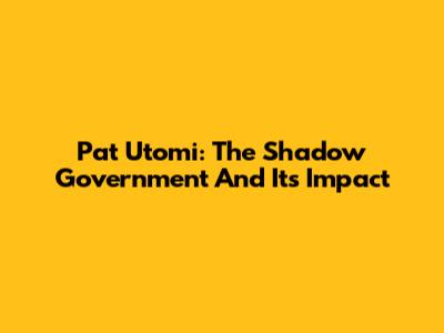 Pat Utomi: The Shadow Government And Its Impact
